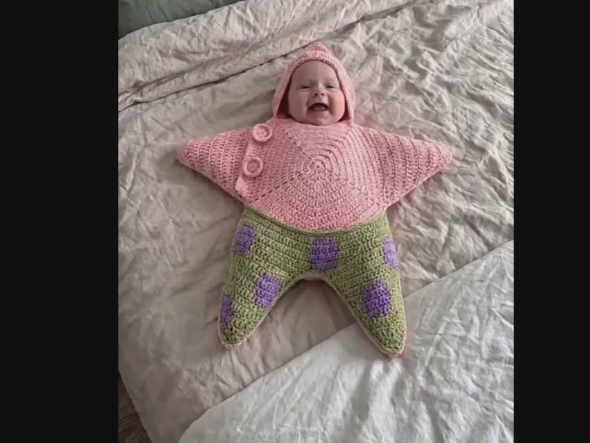 Crochet Starfish Baby Outfit, Toddler Sleep Sack, Photo Prop (Finished or Kit)